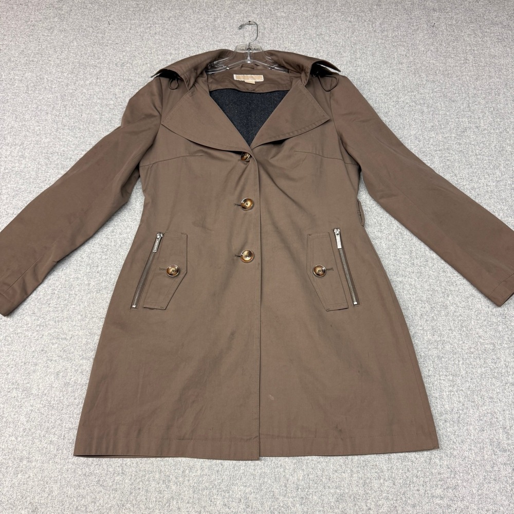 Michael Michael Kors Trench Coat Size S Brown Belted Removable Liner Jacket